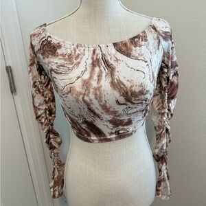 Marble Print Long Sleeve Top